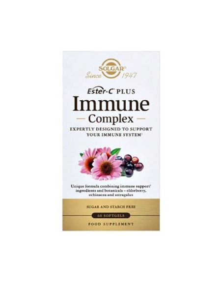SOLGAR Ester-C Plus Immune Complex Συμπλήρωμα Διατροφής με Βιταμίνες & Βότανα για την Ενίσχυση του Ανοσοποιητικού, 60 κάψουλες