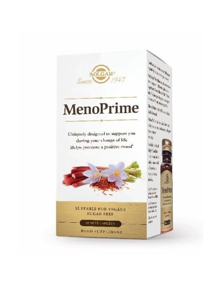 SOLGAR MenoPrime Φυτικό Μη-Ορμονικό Συμπλήρωμα Διατροφής για την Εμμηνόπαυση με Κρόκο & Σιβηριανό Ραβέντι, 30 ταμπλέτες