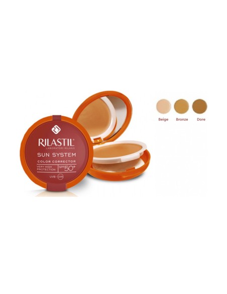 RILASTIL Sun System Uniforming Compact Cream SPF50+ Dore 02 Αντηλιακό Κρεμώδες Compact Foundation Υψηλής Κάλυψης Μέτρια, 10g