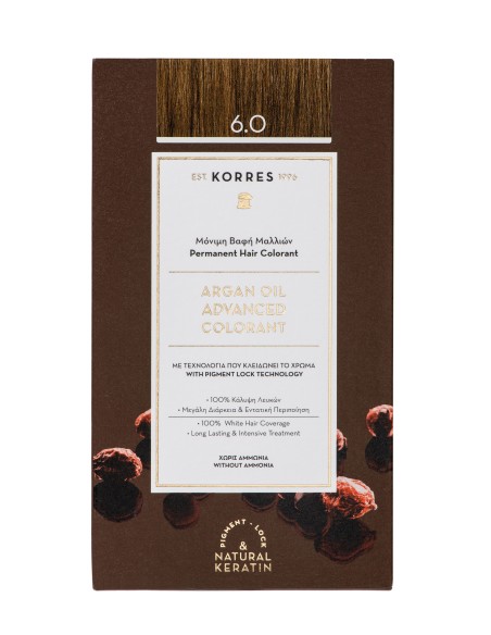 KORRES Gift Set Argan Oil Advanced Colorant Βαφή Μαλλιών 6.0 Ξανθό Σκούρο, 50ml & ΔΩΡΟ Μάσκα Argan Oil σε ειδικό μέγεθος, 40ml