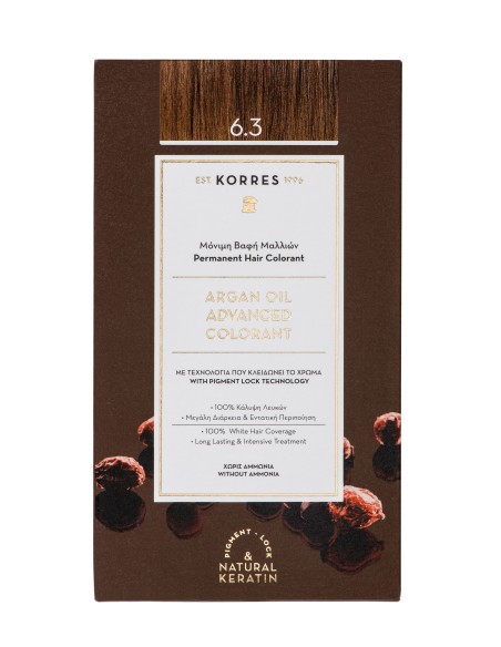 KORRES Gift Set Argan Oil Advanced Colorant Βαφή Μαλλιών 6.3 Ξανθό Σκούρο Χρυσό/Μελί, 50ml & ΔΩΡΟ Μάσκα Argan Oil, 40ml