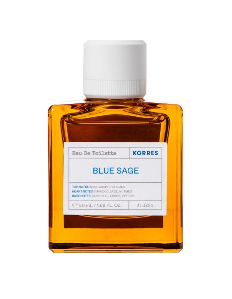 KORRES Blue Sage Eau De Toilette Άρωμα Φρέσκο, Ξυλώδες & Γλυκό με Αρωματικές Νότες από Μέντα, Patchouli & Φασκόμηλο, 50ml