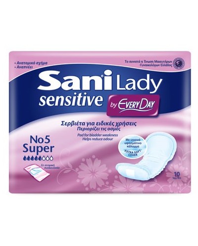 SANI Lady Sensitive Super No.5 Σερβιέτες Ειδικών Χρήσεων, 10 τεμάχια
