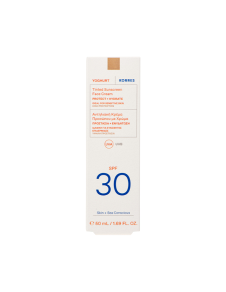 KORRES Yoghurt Tinted Sunscreen Face Cream SPF30 Γιαούρτι Αντηλιακή Κρέμα Προσώπου με Χρώμα SPF30, 50ml