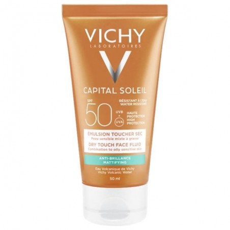 VICHY Capital Soleil Mattifying Dry Touch Face Fluid SPF50+ Αντηλιακή για Λιπαρό Δέρμα 50ml & Γαλάκτωμα 100ml