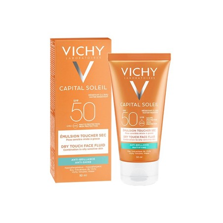 VICHY Capital Soleil Mattifying Dry Touch Face Fluid SPF50+ Αντηλιακή για Λιπαρό Δέρμα 50ml & Γαλάκτωμα 100ml