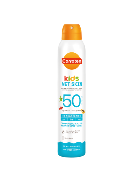 CARROTEN Kids Wet Skin Suncare Invisible Body Spray SPF50 Αντηλιακό Διάφανο Σπρέι Σώματος για Παιδιά 3+ Ετών, 200ml