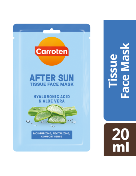 CARROTEN After Sun Tissue Face Mask Υφασμάτινη Μάσκα Προσώπου για Μετά τον Ήλιο με Αλόη & Υαλουρονικό Οξύ, 20ml