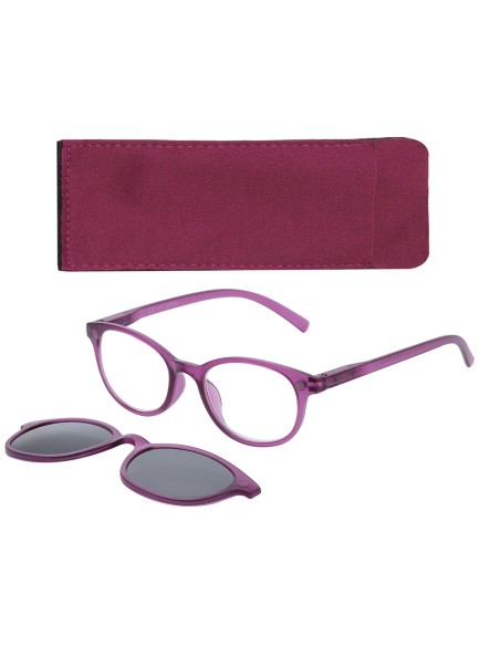 APEL Visual Care 3014 Purple +2.00 Γυαλιά Πρεσβυωπίας Μωβ Χρώμα με Μαγνητικό Clip On Ηλίου & Θήκη, 1 τεμάχιο