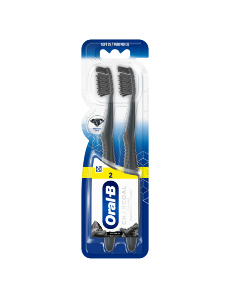 Oral-B Whitening Therapy Charcoal Toothbrush Soft 35 Χειροκίνητη Οδοντόβουρτσα Μαλακή με Ενεργό Άνθρακα, 2 τεμάχια