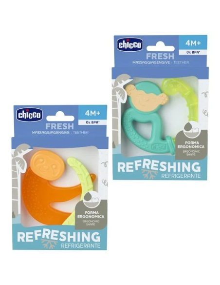 CHICCO Silicone Teether Refreshing Δροσιστικός Κρίκος Οδοντοφυΐας Σιλικόνης με Νερό MIX 4M+ Monkey Orange, 1 τεμάχιο