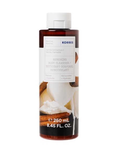 KORRES Vanilla Cinnamon Renewing Body Cleanser 1+1 Αφρόλουτρο Πασχαλιάς με Ανάλαφρη & Γλυκιά Αίσθηση Musk, 2x250ml