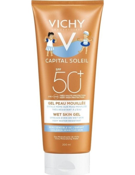 VICHY Capital Soleil Wet Skin Gel Kids SPF50+ Παιδικό Αντηλιακό Γαλάκτωμα Πολύ Ανθεκτικό στο Νερό, 200ml