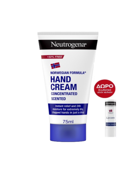 NEUTROGENA Box Hand Cream Scented Κρέμα Χεριών με Άρωμα, 75ml & ΔΩΡΟ Lipcare Ενυδατικό Lip Balm Χειλιών, 4.8g