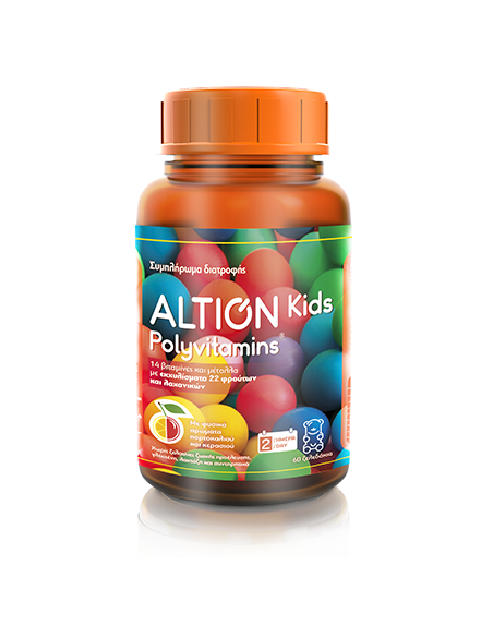 BIAN Altion Kids Polyvitamins Πολυβιταμινούχο Συμπλήρωμα για Παιδιά 3+ Ετών Γεύση Πορτοκάλι Κεράσι, 60 ζελεδάκια