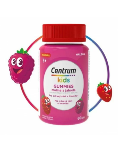 CENTRUM Kids Gummies Berry Ζελεδάκια με Φυσική Γεύση Φράουλας & Βατόμουρου για την Υγιή Ανάπτυξη των Παιδιών 3+ Ετών, 60 τεμάχια