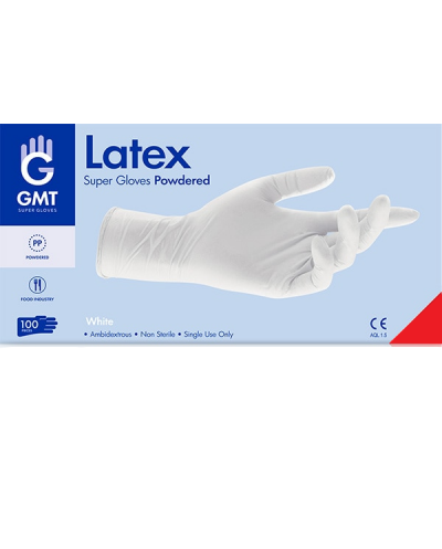 GMT Super Gloves Γάντια Latex μιας Χρήσης με Πούδρα Λευκό...