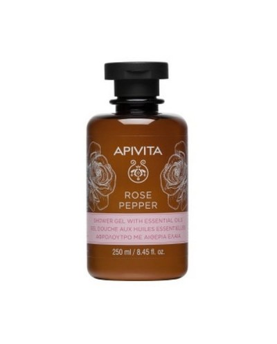 APIVITA Rose Pepper Aφρόλουτρο με Aιθέρια Έλαια, Τριαντάφυλλο & Μαύρο Πιπέρι, 250ml
