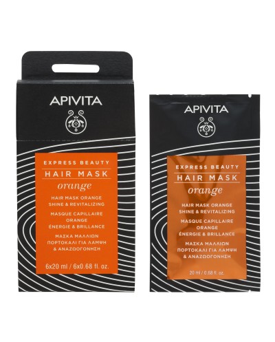 APIVITA EXPRESS BEAUTY Hair Mask Orange Μάσκα Μαλλιών Λάμψης με Πορτοκάλι, 20ml