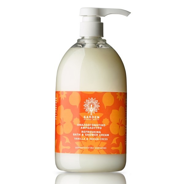 GARDEN OF PANTHENOLS Vanilla&Indian Cress Refreshing Body Bath&Shower Cream Αναζωογονητικό Αφρόλουτρο, 1L