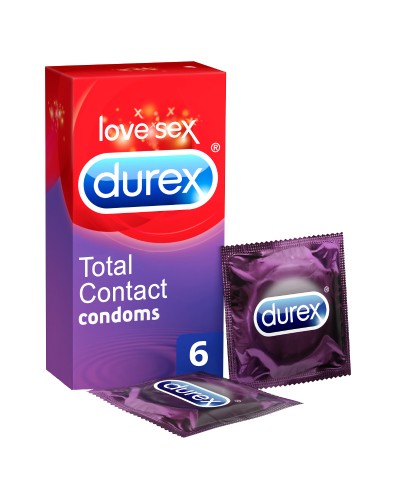 DUREX Total Contact Υπέρλεπτα Προφυλακτικά με Περισσότερο Λιπαντικό, 6 τεμάχια