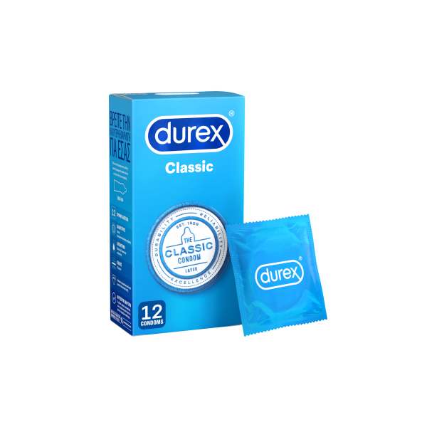 DUREX Classic Κλασικά Ευκολοφόρετα Προφυλακτικά, 12 τεμάχια