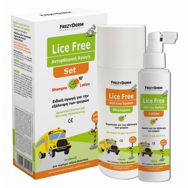 FREZYDERM Lice Free Set Ολοκληρωμένη Αγωγή για Ψείρες Σαμπουάν & Λοσιόν, 2x125ml