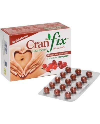 UNI-PHARMA CranFix Cranberry 36mg PAC Κατά των ουρολοιμώξεων, 60 κάψουλες
