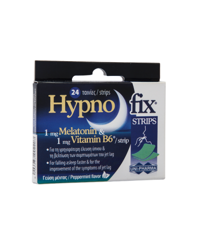 UNI-PHARMA - Hypnofix Strips Συμπλήρωμα διατροφής με Μελατονίνη & Βιταμίνη Β6 - 24 ταινίες