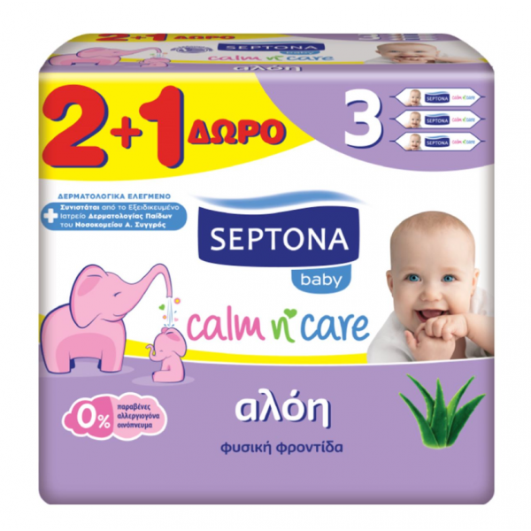 SEPTONA Calm N Care Baby Αλόη Μωρομάντηλα 2+1...