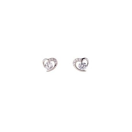 MEDISEI Dalee Earrings 5422 Heart with Stud Υποαλλεργικά Σκουλαρίκια από Ασήμι 925 Καρδιά με Zιργκόν, 1 ζευγάρι