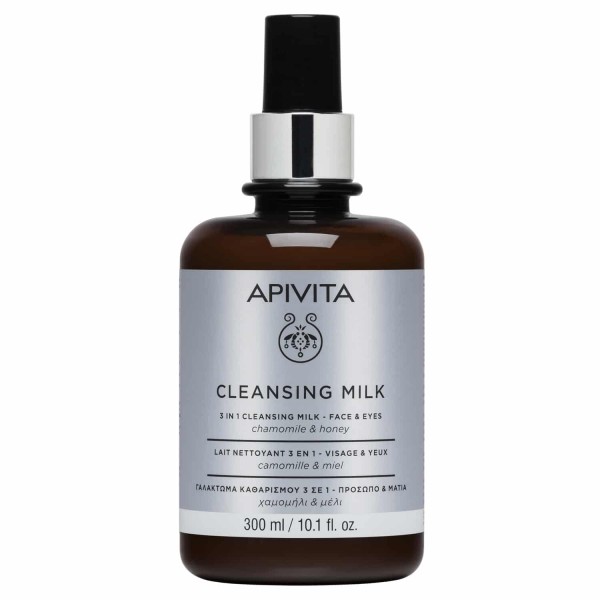 APIVITA Cleansing Milk Γαλάκτωμα Καθαρισμού 3σε1 για Πρόσωπο & Μάτια, 300ml