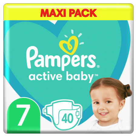 PAMPERS Active Baby No.7 (15+ kg) Βρεφικές Πάνες Maxi Pack, 40 τεμάχια