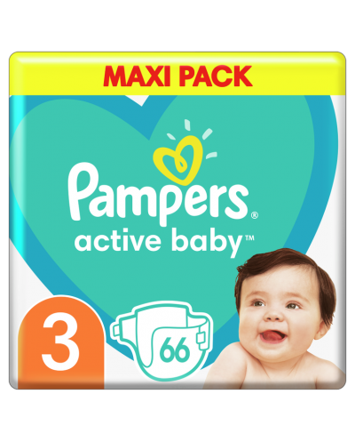 PAMPERS Active Baby No.3 (6-10 kg) Βρεφικές Πάνες Maxi...
