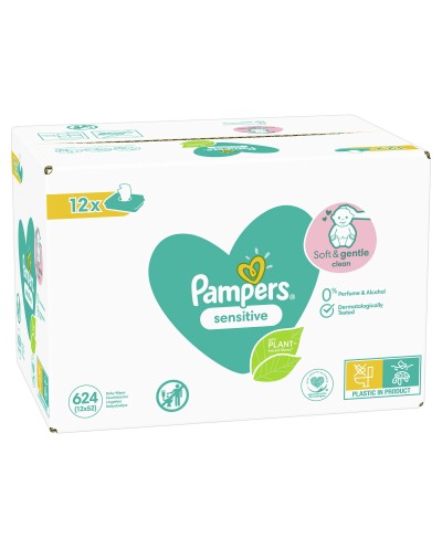 PAMPERS Sensitive Monthly Pack Μωρομάντηλα, 12x52 τεμάχια