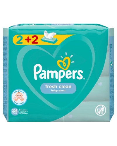 PAMPERS Fresh Clean Μωρομάντηλα με Απαλό Άρωμα 2+2 ΔΩΡΟ,...