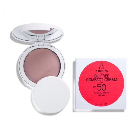YOUTH LAB Oil Free Compact Cream SPF50 Combination/Oily Skin Dark Color Αντηλιακό Ματ Compact Makeup Σκούρα Απόχρωση, 10g